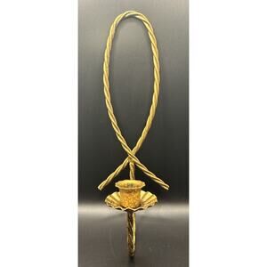 Vintage Gold Antique Twisted Rope Metal Candle Stick Wall Sconce